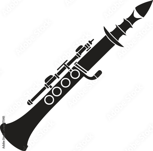 Clarinet silhouette Vector art illustration  3, Clarinet silhouette.