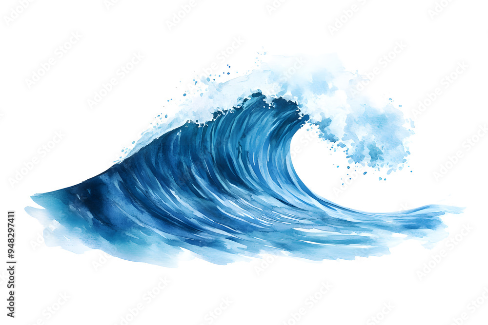 Sea ocean wave watercolor illustration isolated on white background Sea ocean wave watercolor illustration isolated on white background
