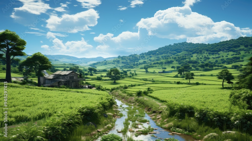 Obraz premium Fields, pastoral scenery, terraces, agriculture, rural areas, 