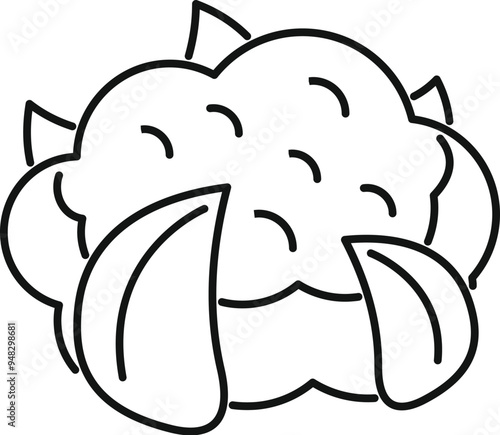 Cartoon illustration of a cute cauliflower cartoon character crying with tears running down its face