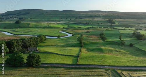 Aerial shot of English countryside.