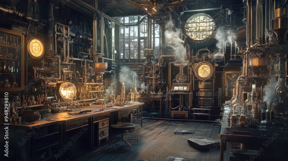 Fototapeta premium Steampunk Laboratory