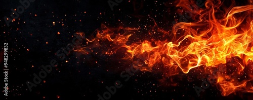 A black background with vibrant flames and swirling smoke creating an intense and dynamic visual display