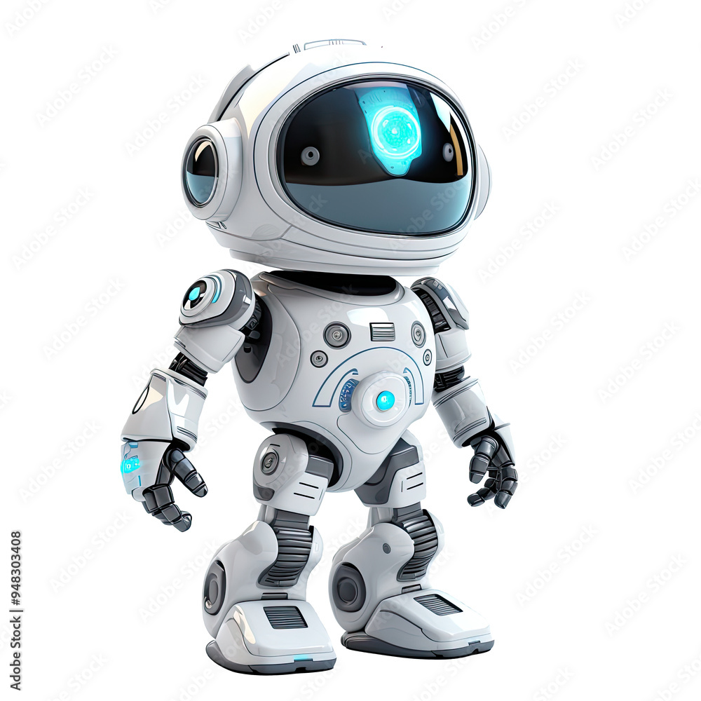 An illustration of a robot astronaut standing An illustration of a robot astronaut standing