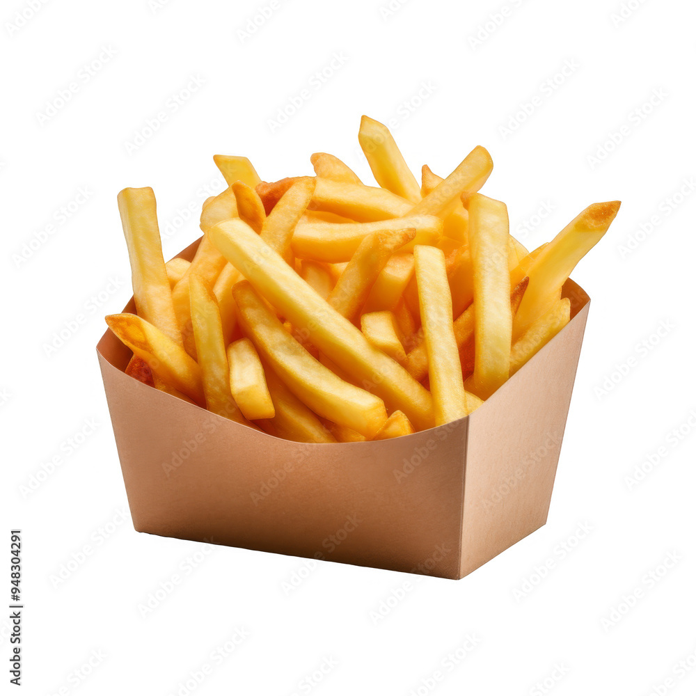 French Fries in box Isolated on a Transparent Background French Fries in box Isolated on a Transparent Background