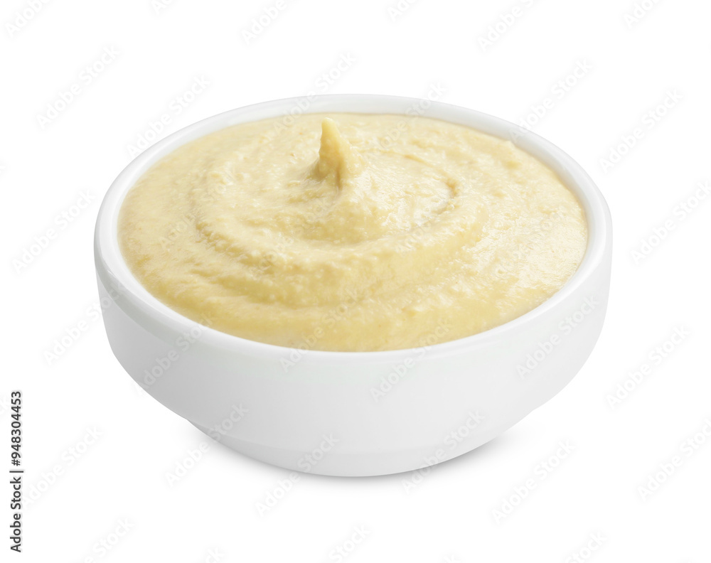 Delicious hummus in bowl isolated on white Delicious hummus in bowl isolated on white