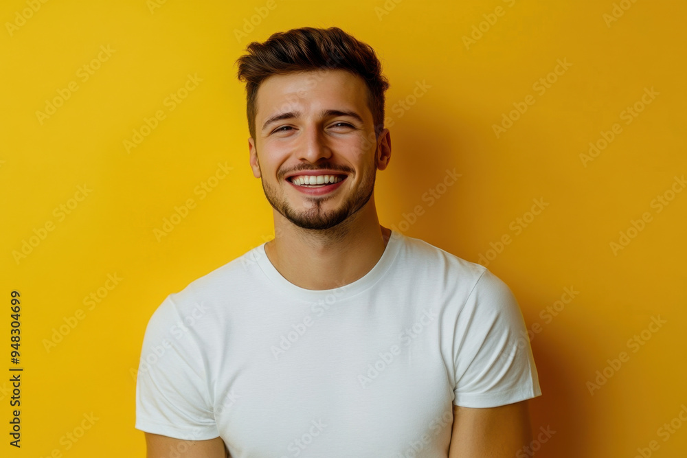 Happy Man Yellow Background. Happy Man Yellow Background.