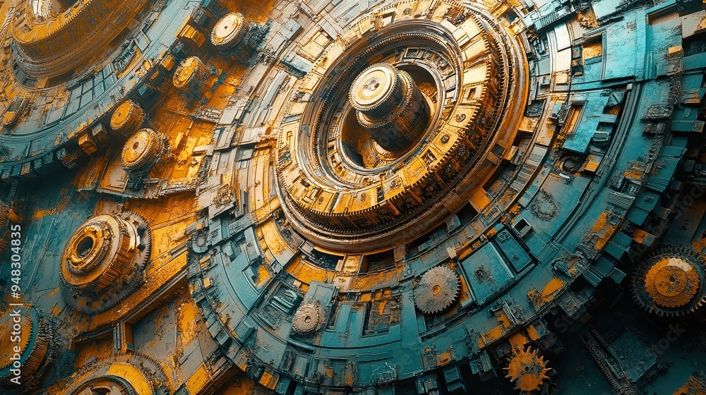 16. An abstract design of interlocking gears and mechanical parts, with fine details highlighting the complexity of the pattern 16. An abstract design of interlocking gears and mechanical parts, with fine details highlighting the complexity of the pattern