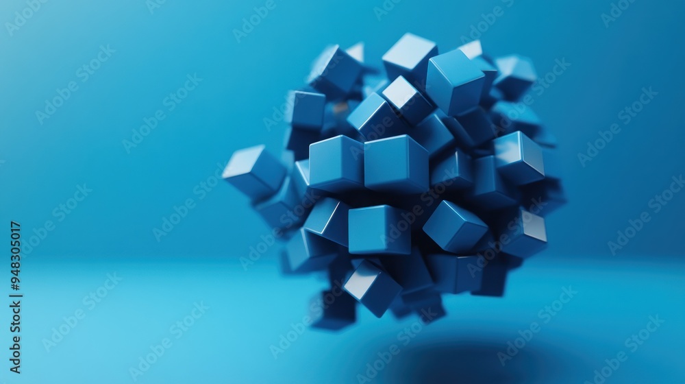 Abstract Blue Cube Cluster Abstract Blue Cube Cluster