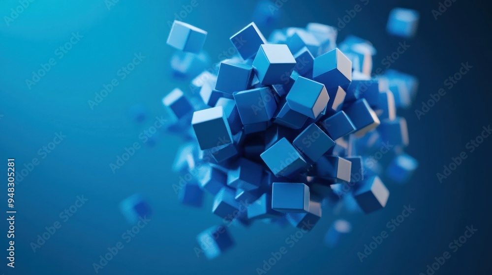 Abstract Blue Cube Cluster Abstract Blue Cube Cluster