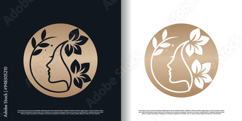 Nature beauty logo design with unique style Premium Vector