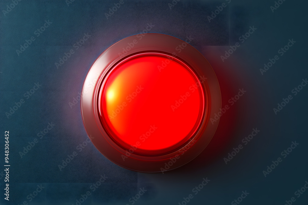 Top view red light round button isolated on black background Top view red light round button isolated on black background