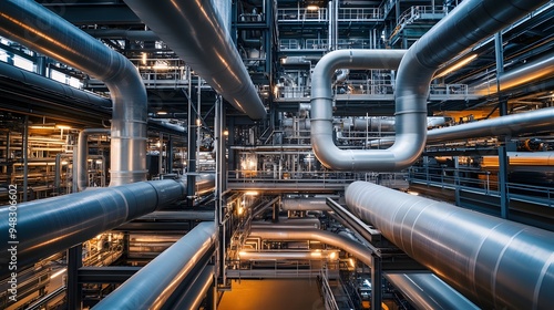 Intricate Network of Pipes in Industrial Complex