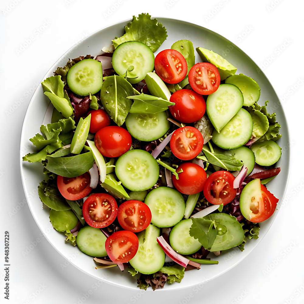 fresh vegetable salad on white fresh vegetable salad on white