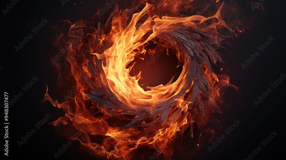 Fototapeta premium Fiery heart in the night 
