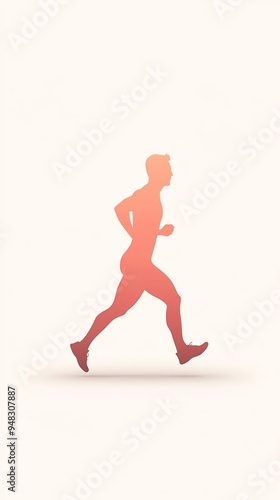 Minimalist silhouette of a man running, set against a soft gradient background, symbolizing fitness and movement.