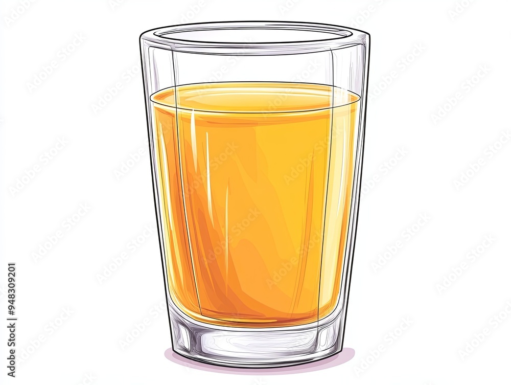 A glass of fresh orange juice, full of vitamins and antioxidants, isolated on a white background. A glass of fresh orange juice, full of vitamins and antioxidants, isolated on a white background.