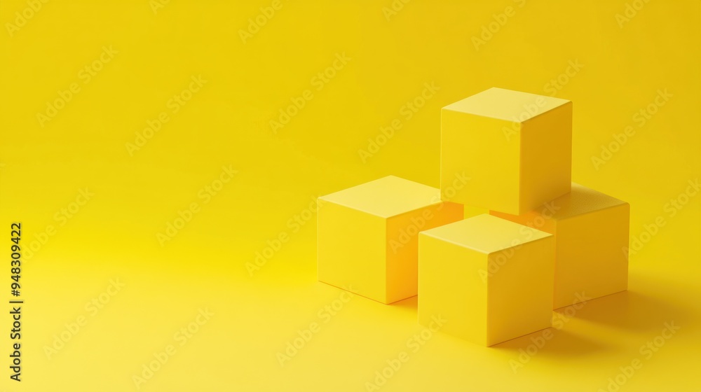 Minimalist Yellow Cubes on a Yellow Background Minimalist Yellow Cubes on a Yellow Background