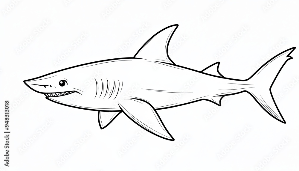 Obraz premium A simple line drawing of a shark.