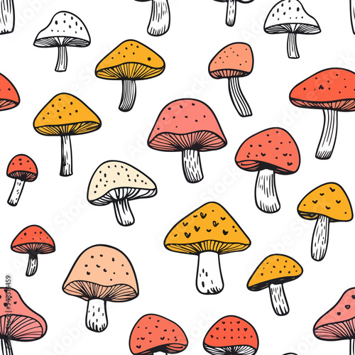 Mushroom cute natural earthy seamless pattern