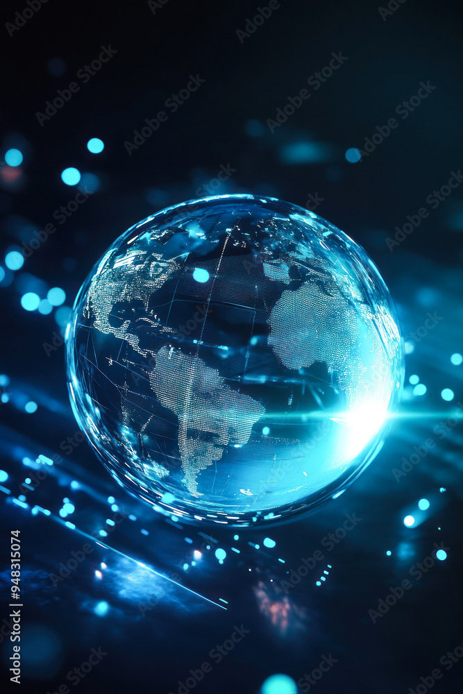 Obraz premium Global digital connectivity represented by light-web.