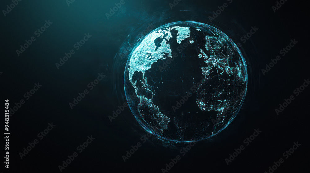 Futuristic digital Earth with glowing network lines. Futuristic digital Earth with glowing network lines.