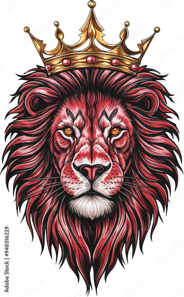 Lion with a crown on his head illustration Lion with a crown on his head illustration