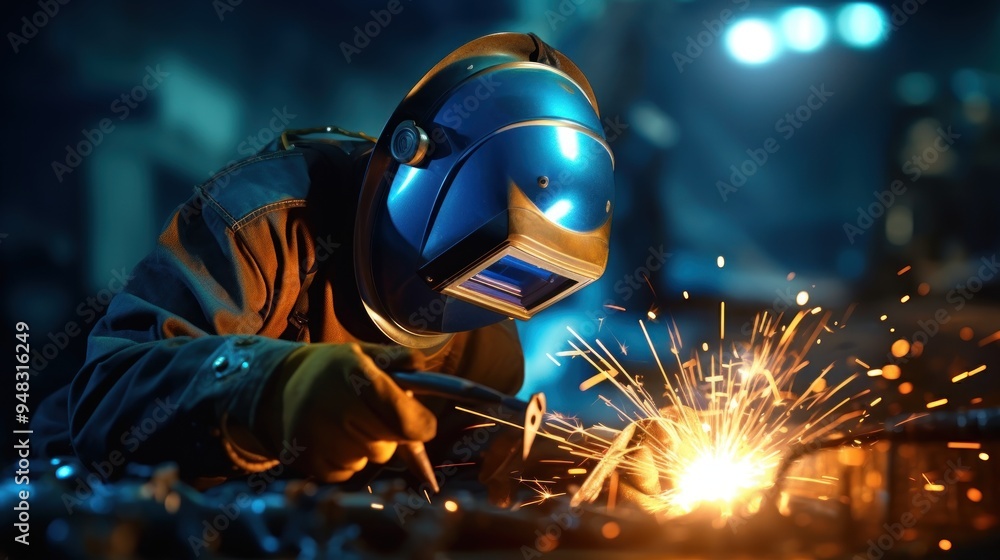 Welder Working in a Factory Welder Working in a Factory