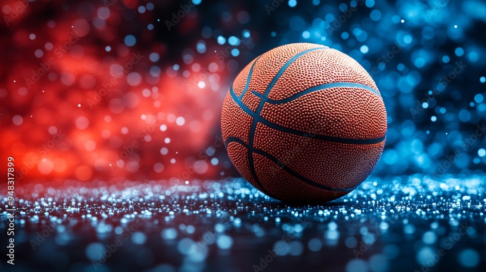 Red and Blue Background with Orange Basketball Red and Blue Background with Orange Basketball