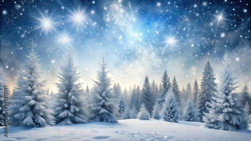 Wallpaper Mural Winter wonderland scenery featuring snowy trees against a twinkling silver backdrop with falling snowflakes Torontodigital.ca