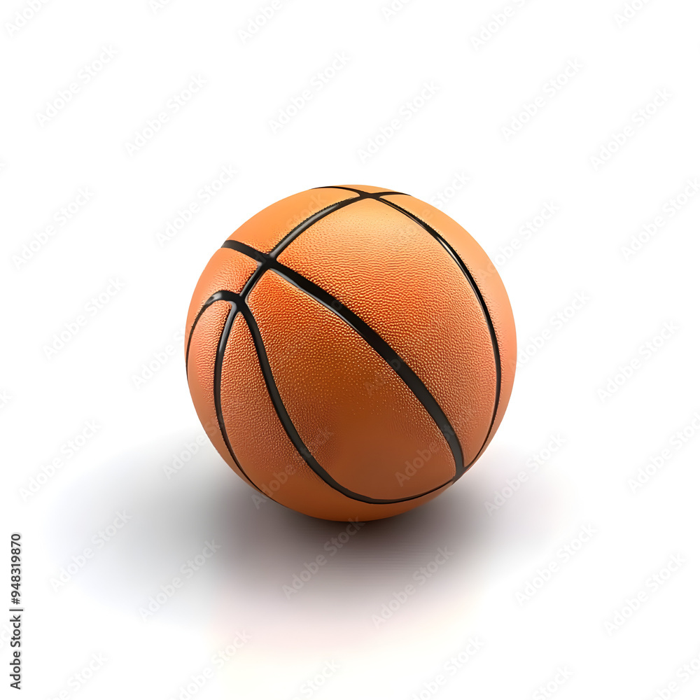 Obraz premium Closeup view of an orange basketball on a hardwood court