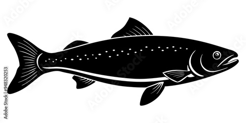Salmon silhouette vector on  white background