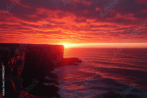 Cliff Ocean Sunset
