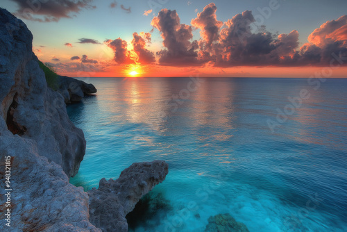Cliff Ocean Sunset