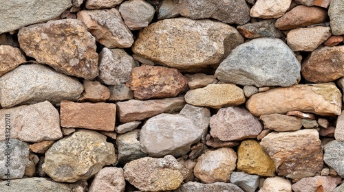 This striking stone wall features a mix of gray and brown rocks, showcasing rough textures and natural beauty suitable for decorative construction and design SEAMLESS PATTERN