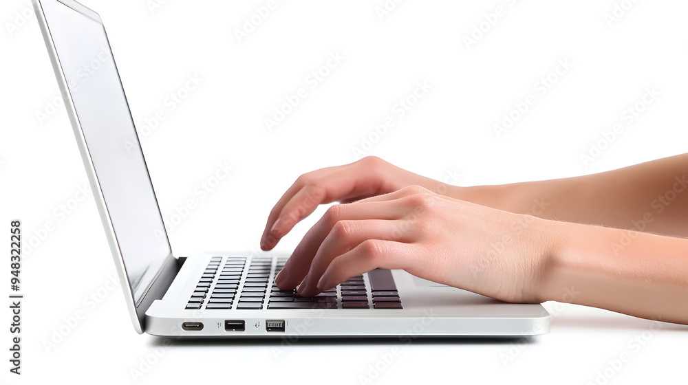 Woman s Hands Typing on Laptop Computer in Digital Workspace Woman s Hands Typing on Laptop Computer in Digital Workspace