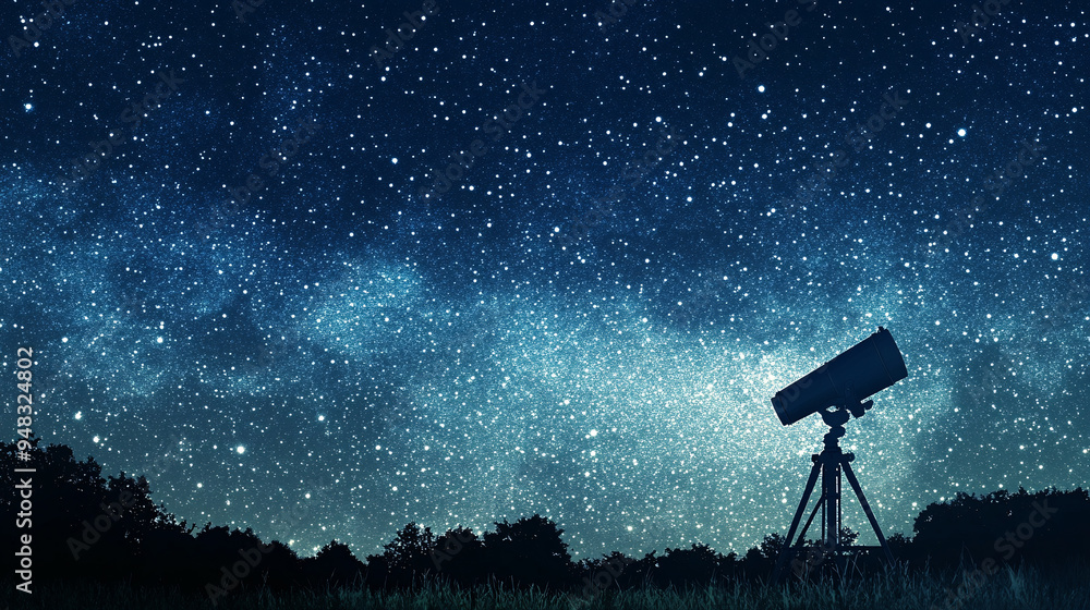 Telescope Under Starry Night Sky Telescope Under Starry Night Sky