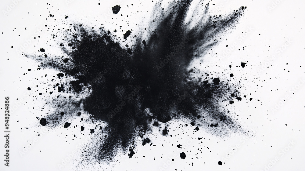 Abstract Black Ink Explosion on White Background Abstract Black Ink Explosion on White Background