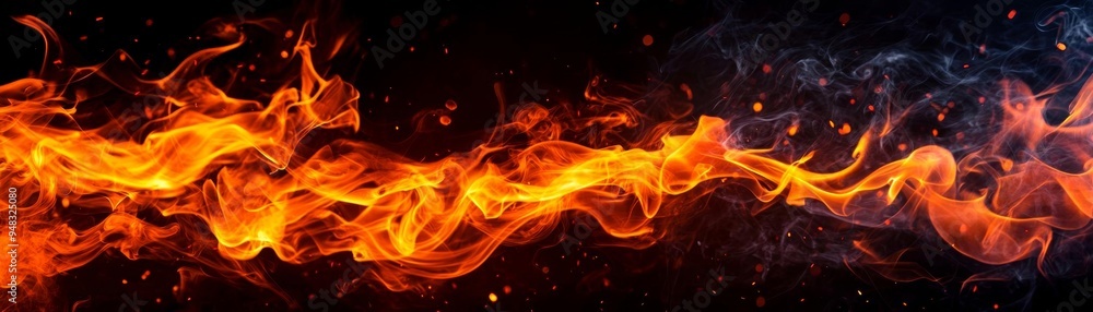 A black background with intense firelight and swirling gray smoke, enhancing the dramatic effect A black background with intense firelight and swirling gray smoke, enhancing the dramatic effect