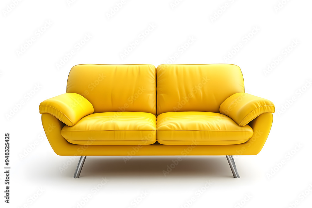 Fototapeta premium Modern yellow sofa isolated on white background
