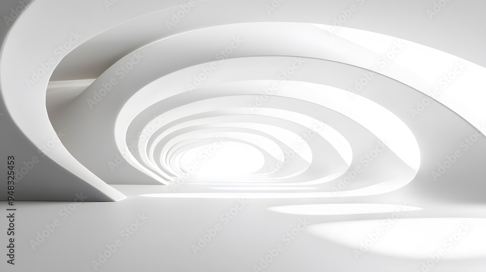 Obraz premium Abstract White Curved Tunnel.