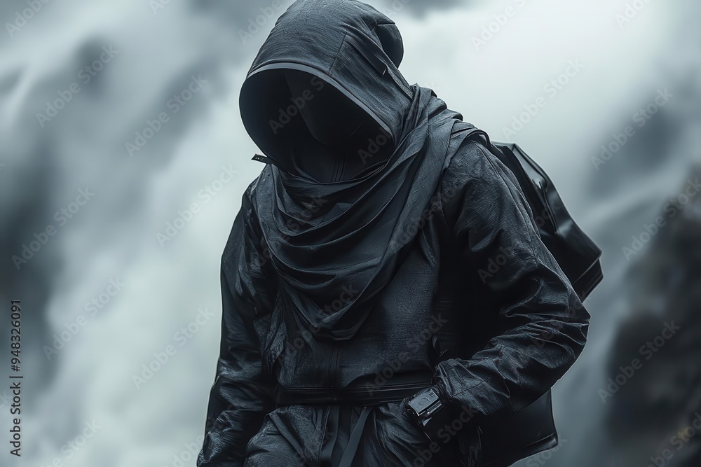 sleek black sportswear ensemble floating in zero gravity futuristic studio lighting highlights the textures and contours of the hoodie and trousers sleek black sportswear ensemble floating in zero gravity futuristic studio lighting highlights the textures and contours of the hoodie and trousers