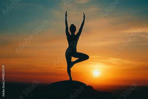 Wallpaper Mural Yoga Silhouette At Sunset Torontodigital.ca