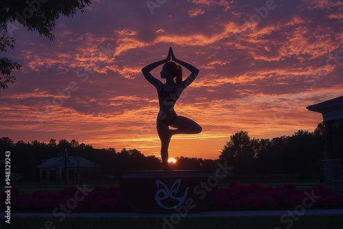 Yoga Silhouette At Sunset