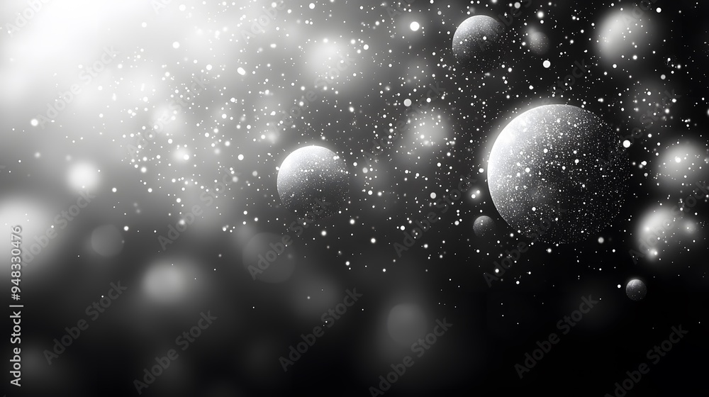 Abstract Black and White Background with Glowing Orbs. Abstract Black and White Background with Glowing Orbs.