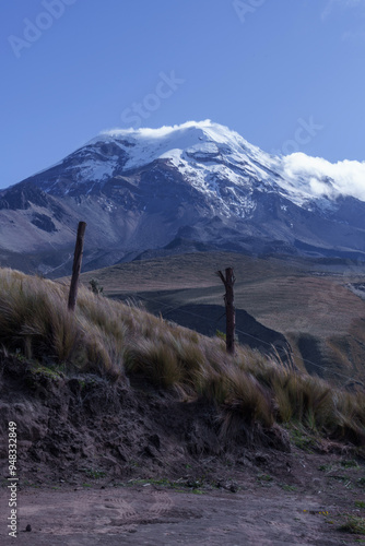 chimborazo volcano with  white snow photo