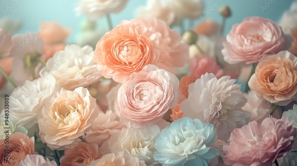Obraz premium Pastel Ranunculus Bouquet