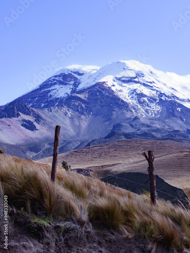 chimborazo volcano with  white snow photo