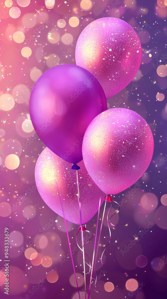 A bunch of pink balloons with a purple one in the middle A bunch of pink balloons with a purple one in the middle