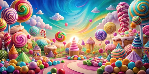 Colorful and whimsical candyland background perfect for showcasing sweets and treats, candy, colorful, sweets